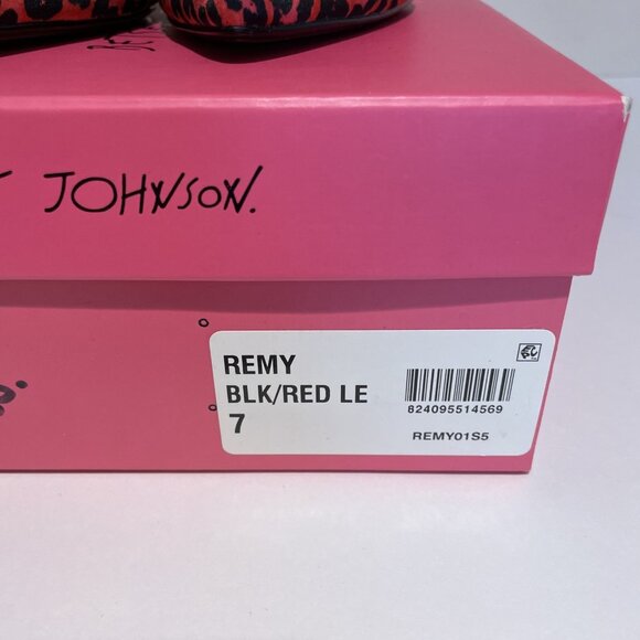 Betsey Johnson Leopard Sling Back Heels Shoes Size 7M Black Red Back Bow Sexy - Picture 4 of 11